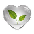 White heart `grey` with green ecological symbol Royalty Free Stock Photo