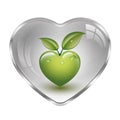 White heart `grey` with green ecological symbol Royalty Free Stock Photo