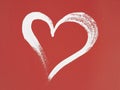 White heart painted on red background Royalty Free Stock Photo