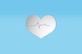 white heart paper design style icon. concept heartbeat pulse measurement defibrillator Vector illustration
