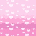 White heart pattern pink curly striped at bottom on pastel pink background Royalty Free Stock Photo