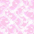 White heart pattern with white curly cross pastel pink background Royalty Free Stock Photo