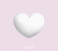 White heart. Realistic 3d design icon white heart symbol love. The view is straight. Vector. Illustration Royalty Free Stock Photo