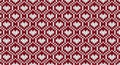 White heart in red hexagon knitted pattern