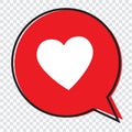 Heart in a speech bubble, vector love icon. Royalty Free Stock Photo