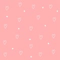 White heart Seamless Pattern. Happy Valentines Day sign symbol. Outline hearts. Polka dot. Wrapping paper, textile template. Pink Royalty Free Stock Photo