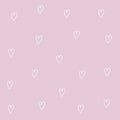 White heart Seamless Pattern. Happy Valentines Day sign symbol. Outline hearts. Wrapping paper, textile template. Pink background Royalty Free Stock Photo