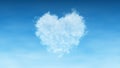 White heart-shaped clouds  on blue sky background. Concept of fluffy love. Royalty Free Stock Photo