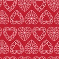 White Heart Shaped Diamond Seamless Pattern on Red Royalty Free Stock Photo