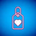 White Heart tag icon isolated on blue background. Love symbol. Valentine day symbol. Vector Royalty Free Stock Photo