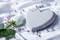 White heart with white rose Royalty Free Stock Photo