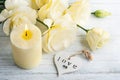 White heart with yellow lisianthus