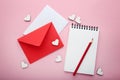 White hearts with envelopes Royalty Free Stock Photo