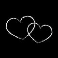 White hearts icon double grunge 2