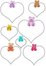 White hearts with teddies Royalty Free Stock Photo