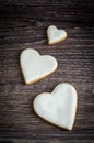 White hearts on wooden table Royalty Free Stock Photo