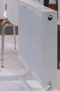 White heating radiator close-up indoors Royalty Free Stock Photo