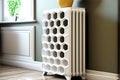white heating radiator with honeycomb design