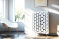 white heating radiator with honeycomb design