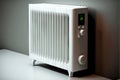 white heating radiator with metal temperature controller