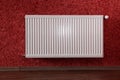 Radiator in red room Royalty Free Stock Photo