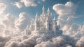 white heavenly castle on a white cloud ai created Royalty Free Stock Photo
