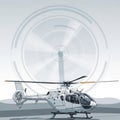Helicopter has a sleek design with a visible tail rotor and skids. Royalty Free Stock Photo