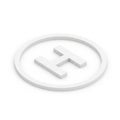 White Helipad Symbol Icon on a White Background with Subtle Shadow helicopter landing pad Royalty Free Stock Photo
