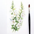 White Helleborines Watercolor Painting: Realistic Floral Art By Mary Jane Pennevin