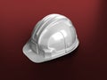 White helmet on a dark red background simple construction presentation consept 3d render