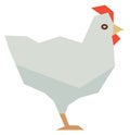 White hen icon. Polygonal farm bird. Chicken animal