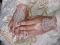 white henna with a white dress, elegant on the wedding day Royalty Free Stock Photo