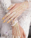 White henna mehndi with nail art for asian bridal