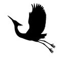 White heron vector illustration black silhouette profile Royalty Free Stock Photo