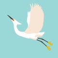 White heron vector illustration flat style profile