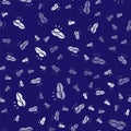 White Herpes lip icon isolated seamless pattern on blue background. Herpes simplex virus. Labial infection inflammation Royalty Free Stock Photo