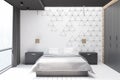 White hexagon bedroom interior