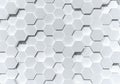 White hexagon honeycomb shape moving up down randomly. Abstract modern design background concept. Top view. 3D illustration Royalty Free Stock Photo