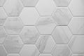 White hexagon tile pattern with marble texture