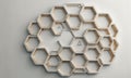 white hexagonal honeycomb-like structure with central triangle and two smaller triangles on the corners is Royalty Free Stock Photo