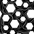 White hexagons on a black background seamless pattern vector illustration.Honeycomb hexagons with wavy doodle lines Royalty Free Stock Photo