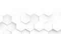 White hexagons geometric background with copy space, minimal honeycomb pattern wallpaper Royalty Free Stock Photo