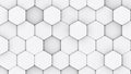 White hexagons geometric background, minimal honeycomb pattern wallpaper