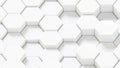 White hexagons geometric background, minimal honeycomb pattern wallpaper Royalty Free Stock Photo