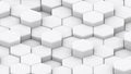 White hexagons geometric background, minimal honeycomb pattern wallpaper