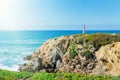 High stone rocks and ocean top view. Portugal Royalty Free Stock Photo