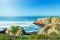 High stone rocks and ocean top view. Portugal Royalty Free Stock Photo