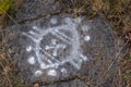 White hike path symbol in the stone Royalty Free Stock Photo