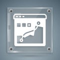 White Histogram graph photography icon isolated on grey background. Square glass panels. Vector