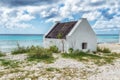 White historic slave houses on Bonaire tropical coastline